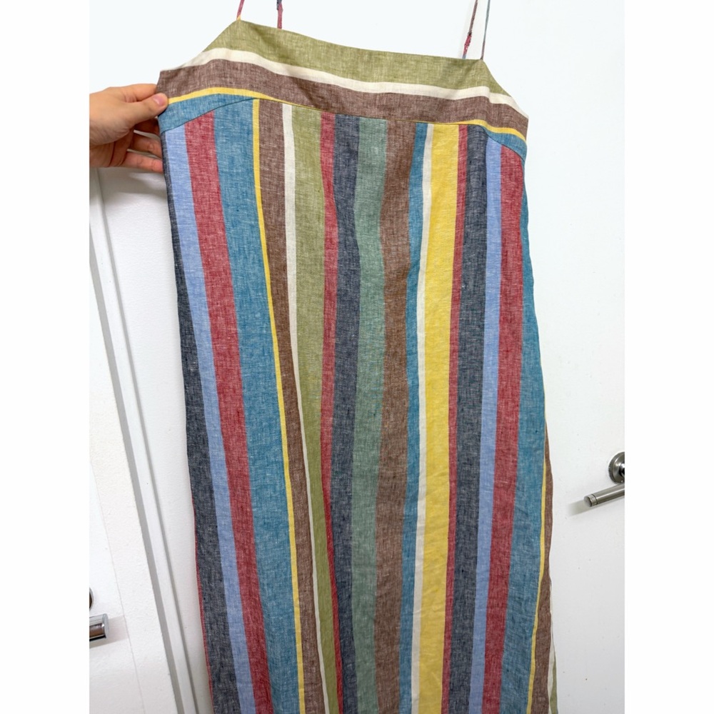 NWT Staud Laura Linen Maxi Dress Market Stripe Colorful Rainbow Sundress XL - Picture 5 of 12